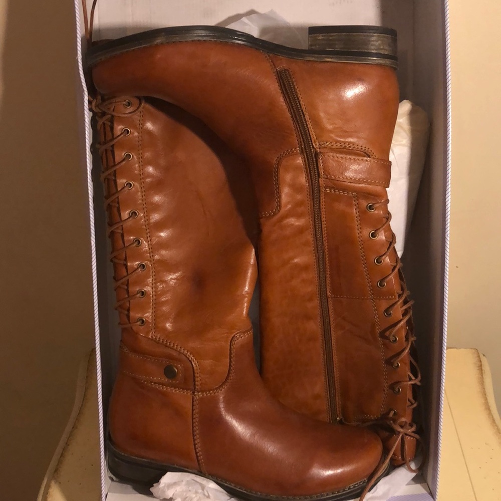 Leather laced riding boots